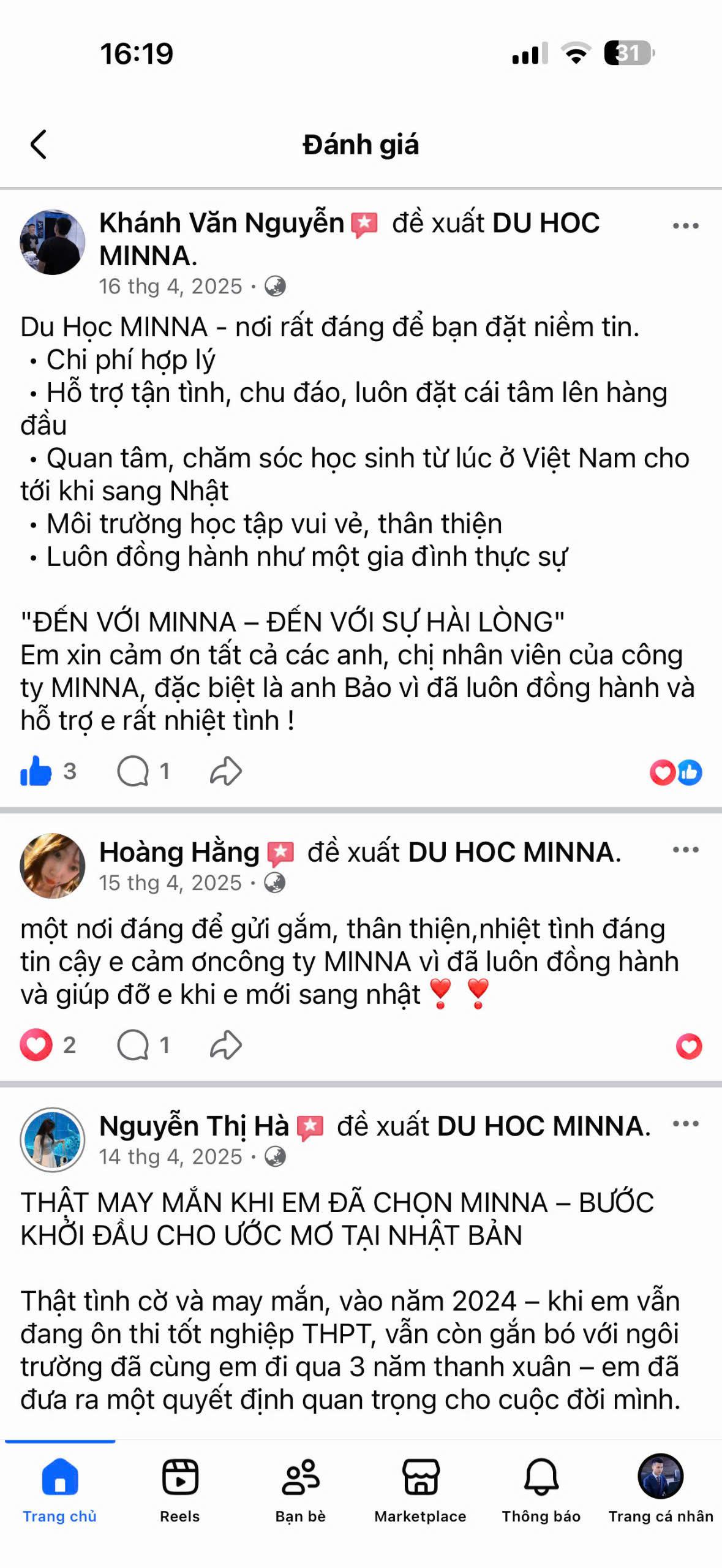 Đánh giá học viên MINNA 6