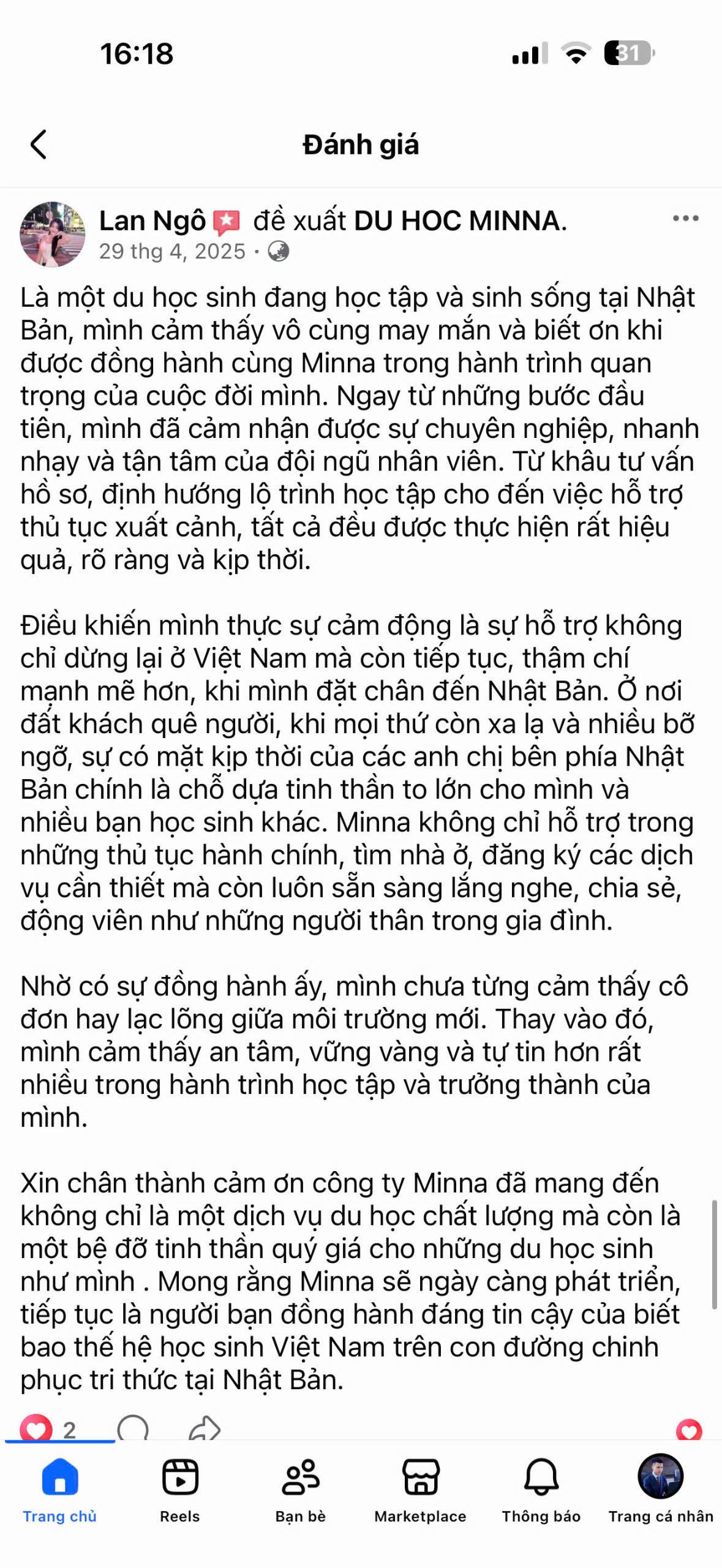 Đánh giá học viên MINNA 10