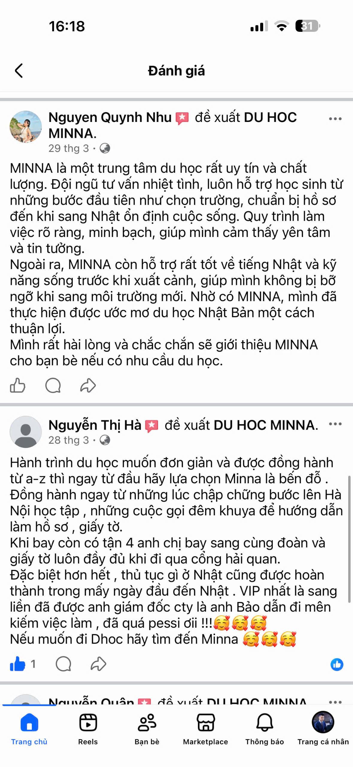 Đánh giá học viên MINNA 27