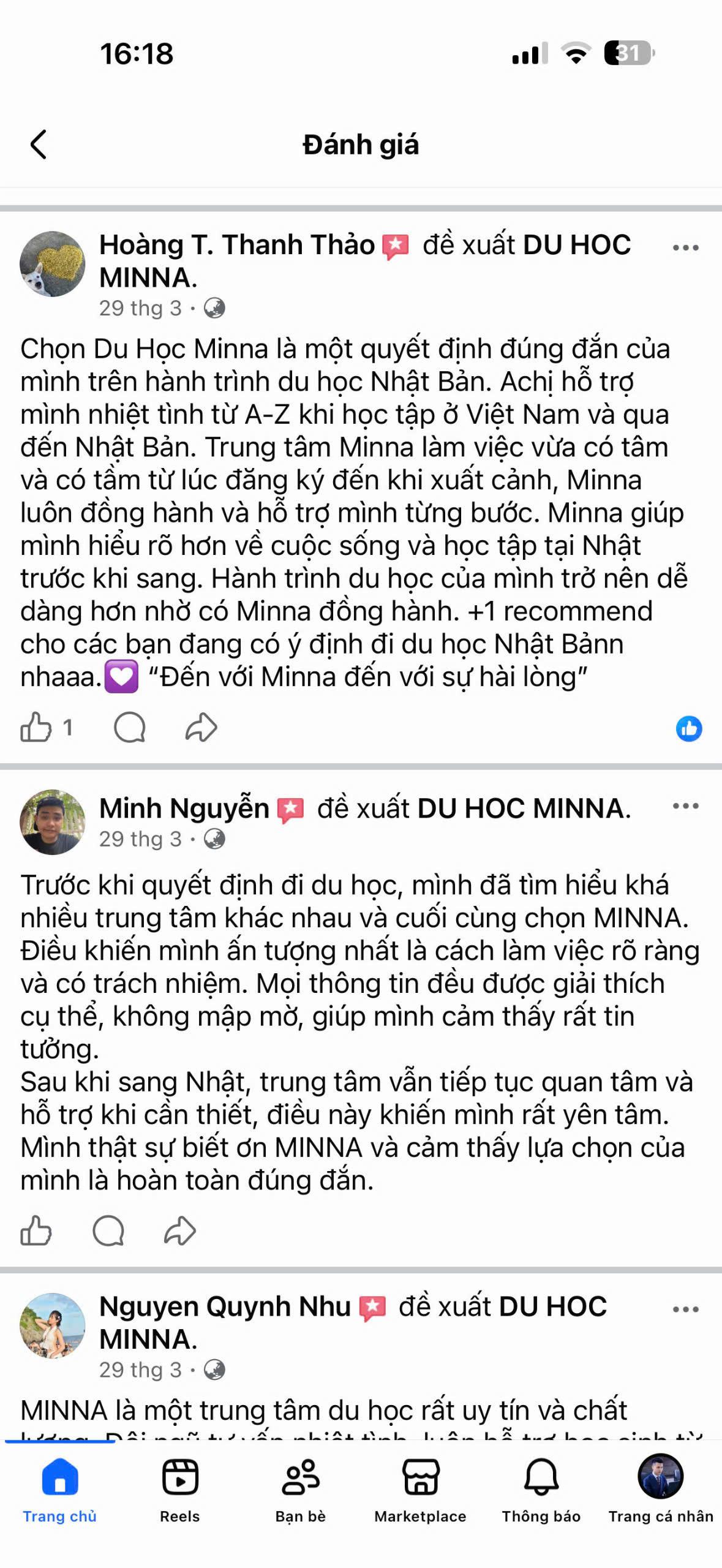 Đánh giá học viên MINNA 34