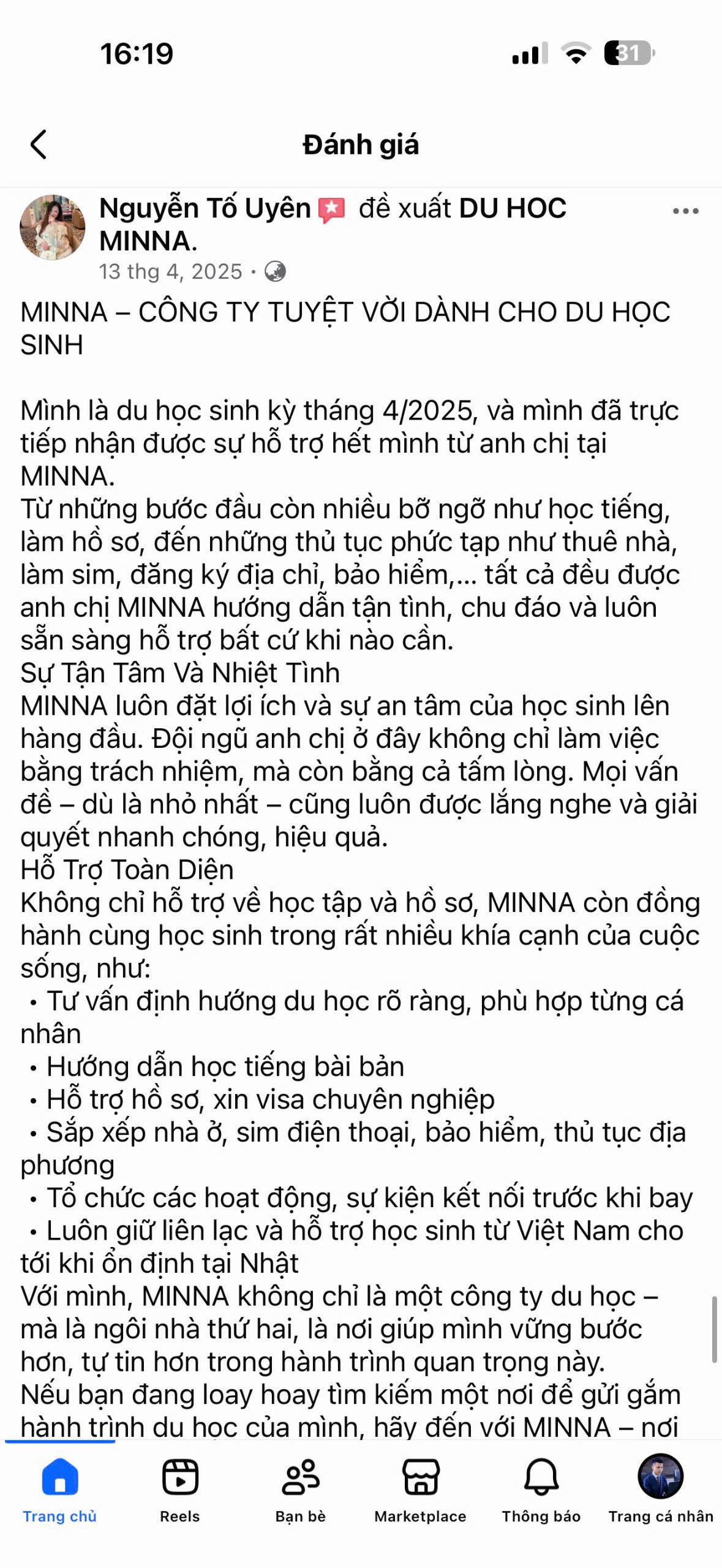 Đánh giá học viên MINNA 37